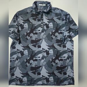 Flo Grown Polo‎ Shirt Mens 2XL Grey Black Camo Outdoor Activewear Golf
